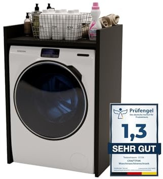 CraftPAK Waschmaschinenschrank geeignet für Waschmaschine & Wäschetrockner, Waschmaschinenschrank Überbauschrank, Badezimmermöbel Größe 66x97x62 cm Farbe Schwarz