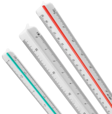 SPRHR Righello Triangolare, 3 Pezzi Righello per Architetti, Righello 30 CM, Scalimetro, 1/100 1/200 1/250 1/300 1/400 1/500, Adatto per Architetti, Insegnanti e Studenti