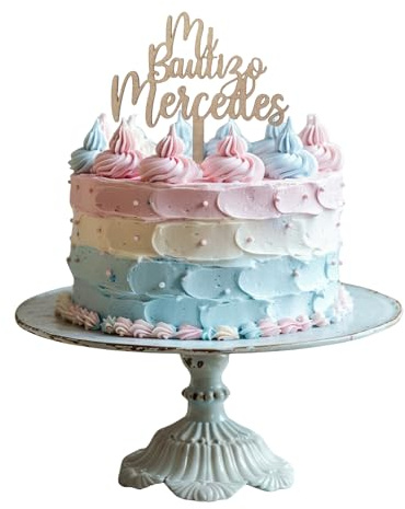Cake topper personalizado para bautizo, decoración de tarta. Producto artesanal hecho en España