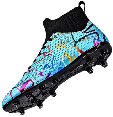 WEJIESS Botas de fútbol Juveniles de caña Alta con Tacos para Exterior, Zapatillas de competición de fútbol para Hombre
