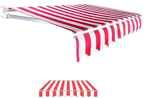 Markisenbespannung Balkonmarkise Markisestoff Volant Für Markisen Ersatzvolant Markiese Ersatzstoff 2x1.5m(6.5x4.9 FT) Balkon Markise Als Sonnenschutz, UV, Regens, Schnees Kein Rahmen Blau Streifen(Re