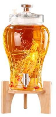 Botella de vino con grifo, máquina de bebidas con tarro de vidrio con soporte, dispensadores de bebidas, decantador de vino, decantador de licor de gran capacidad
