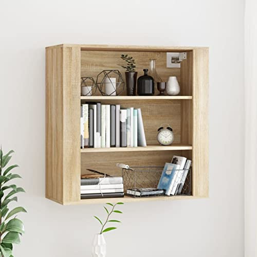 Somanki Wandschrank, Hängeschrank, Badezimmerschrank, Badschrank, Aufsatzschrank, Wall Cabinet, Gewürzschrank, Sonoma-Eiche 80x33x80 cm Holzwerkstoff
