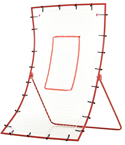 HOMCOM - Red de rebote de fútbol, rebote, para entrenamiento, ángulo ajustable, accesorios de fijación incluidos, 175 x 115 x 77 cm, rojo, blanco