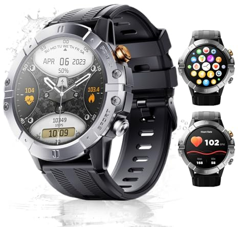 SANAG C29 Smartwatch Uomo,1.52” Orologio Smartwatch con Chiamata Bluetooth, IP68 Impermeabile, 120 modalità Sportive Cardiofrequenzimetro e Sonno per Android iOS, Argenteo