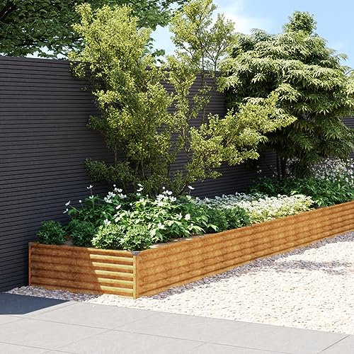 Xichuzi Jardinera Acero corten 960x100x36 cm, Huerto Urbano Terraza, Jardineras Exterior, Jardineria Maceteros, Mesa De Cultivo, Huerto En Casa 152000
