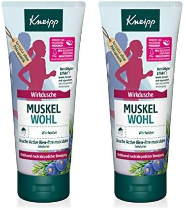 Kneipp Wirkdusche Muskel Wohl - reaktivierendes und lockerndes Duschgel mit ätherischem Wacholder-Öl - ideal nach körperlicher Bewegung und Anstrengung - vegan - ohne Mikroplastik - 200ml