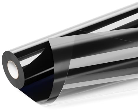 LIKCUT Heat Transfer Vinyl - 12 x 15FT Glossy Black Iron On Vinyl for Clothes, HTV Cutting Machine, Black Vinyl Compatible with Heat Press for DIY T-Shirt, Hats, bags,shoes