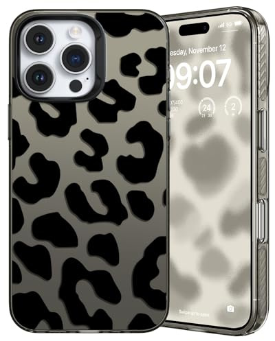 ZCDAYE Hülle für iPhone 15 Pro Max Leopardenmuster gedruckte Handyhülle, Süße Frauen mädchen Handytasche TPU Glatte nicht vergilbt Stabil Schutzhülle für iPhone 15 Pro Max (6.7 inches),Schwarz Leopard
