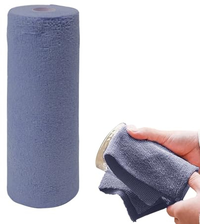 Rollo de toallas de papel de microfibra, paño de limpieza, trapo altamente absorbente, reutilizable y lavable, para lavar platos para cocina, rollo de toallas de papel, rollo de toallas de mano