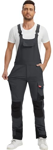 WORK IDEA Peto de trabajo para hombre con buena elasticidad, muchos bolsillos y uso parcial de tejido Cordura para una mayor resistencia a la abrasión, adecuado para diferentes entornos de trabajo