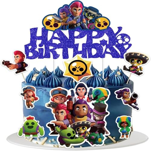 Philoctes Blau Tortendeko,Cake Topper Geburtstag,Cupcake Kuchen Deko,Happy Birthday Cake Topper für Kindergeburtstag Party Dekoration
