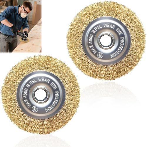 2PCS RAC814 Wire Brush Replacement for Ryobi Patio Cleaner, OIHCAZ Wire Wheel Brush with 5/8-Inch Arbor Hole for RY18PCA-0 OPC1800 OPC1815 EFB 400/401 Rust and Debris Removal(115MM*16MM*10MM)