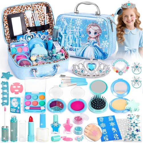 Hohosunlar Kinderschminke Set Mädchen, Waschbar Schminke Kinder Spielzeug Schminkkoffer Makeup Set mit Lipgloss, Nagellack, Kosmetik Spielzeug Weihnachten Geburtstags Geschenke Kinder 3-12 Jahre