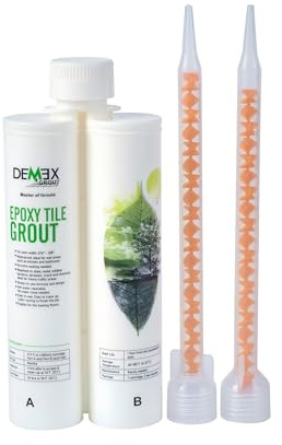 Lechada epoxi para azulejos y piedras, impermeable, manchas, moho, grietas y resistente a los productos químicos, para suelo y pared, lista para usar, fácil de aplicar y limpiar (1, beige, lijada)