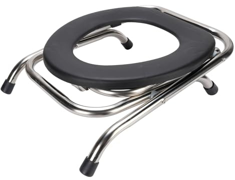 Jiawu Sedia da Toilette Pieghevole Resistente per Adulti, Sedia da Toilette in Acciaio Inossidabile con Design Pieghevole per Riporla Facilmente (42 cm)