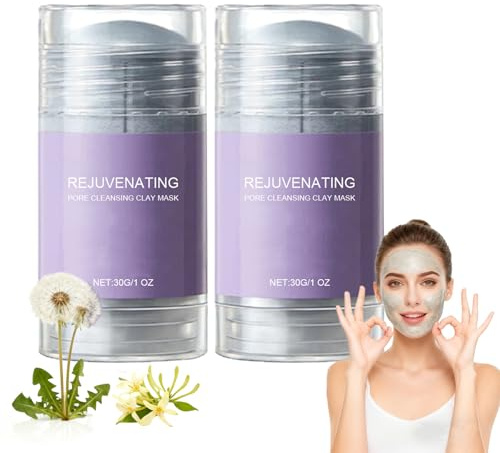Pore Cleansing Mask Stick, Tiefenreinigende Poren-Tonerde-Maske Stick, Mitesser Entferner Gesichtspflege Sticks, Feuchtigkeitsspendende Deep Cleaning Pflege, Ölkontrolle Tonerde Gesichtsmaske (2pcs)