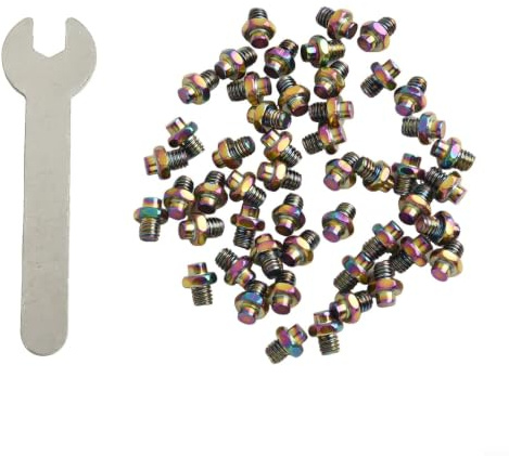 50 st halkfria cykelpedalbultar rostfritt stål 8 x 6 mm stiftset för mountainbike pedal reparation med skiftnyckel (färger)