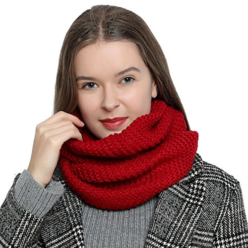 DonDon Loop Schal Damen Winter Schlauchschal Winterschal Rundschal weich und warm dunkelrot