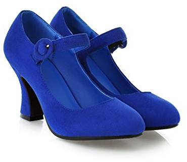 MFairy Mary Jane Damen-Schuhe mit Schnallen, klobiger Absatz, gepolsterte Pumps, königsblau, 40 EU