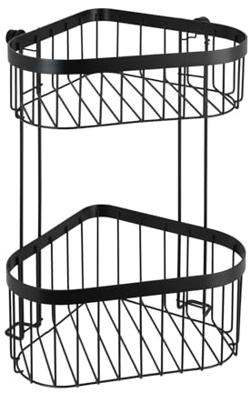 WENKO Eckregal 2 Etagen Classic Plus Black, Eckwandablage mit hochwertigem Rostschutz, 23,5 x 33 x 18,5 cm, Schwarz