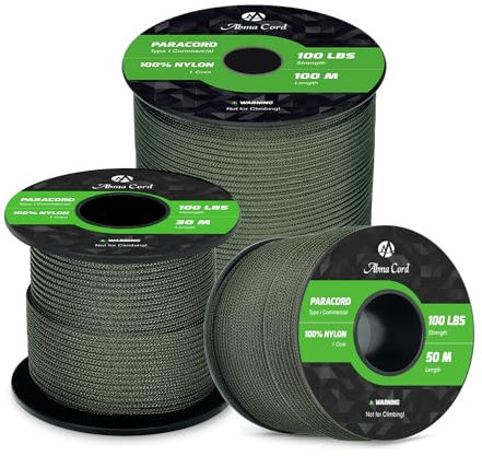 Abma Cord Paracord 2mm Nylon Seil Paracord 100 Schnüre mit 1 Kern-Strängen Type I Survival Fallschirm Schnur - Max. 45kg (100lbs)