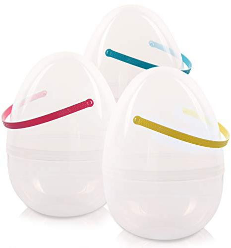 Busybee Riesen-Ostereier, 25 cm, Kunststoff, befüllbar, Jumbo-Eier, 3 Stück, transparent
