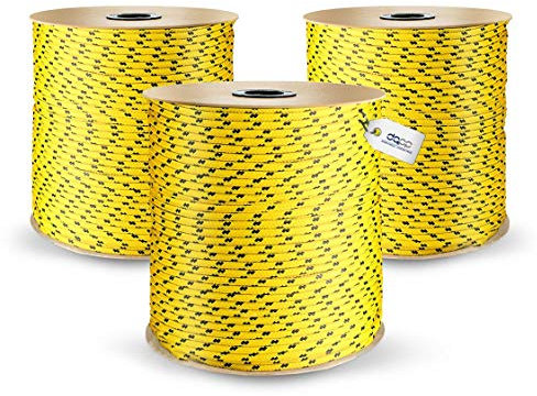 DQ-PP POLYPROPYLENSEIL – 18mm – 60m – GELB – Traglast bis 2560 kg Flechtleine Textilseil Schnur Rope Kordel Kunststoffseil geflochten