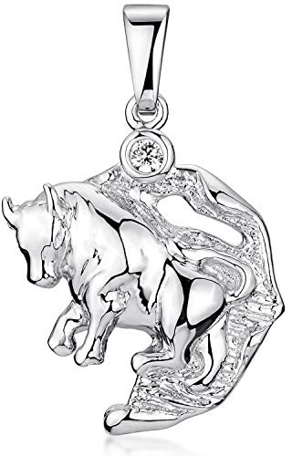 MATERIA Damen Kettenanhänger Sternzeichen aus 925 Sterling Silber rhodiniert mit Zirkonia Stein