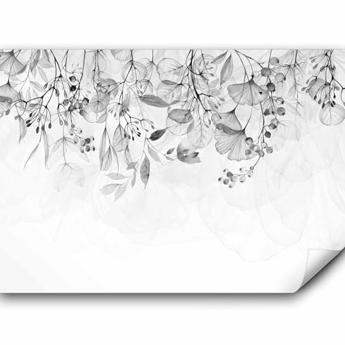 murando - Vlies Fototapete graue Blätter 350x256cm Pflanzen Motiv Tapete Wandtapete XXL Moderne Wanddeko Design Mustertapete Wand Dekoration Wohnzimmer Schlafzimmer Büro Flur Efeu Natur Floral Muster