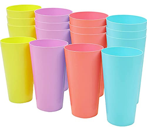 Unzerbrechliche Kunststoffbecher, 740 ml, 16 Stück, in 4 verschiedenen Farben, spülmaschinenfest, BPA-frei.