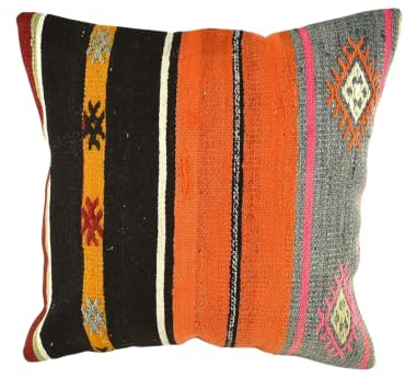 kelim kissen 40x40 cm handgefertigt kelim kissenbezug orientalische kissen kopfkissen viereckig dekorative bohemian kissenhülle dekokissen sofakissen zierkissen code A2502