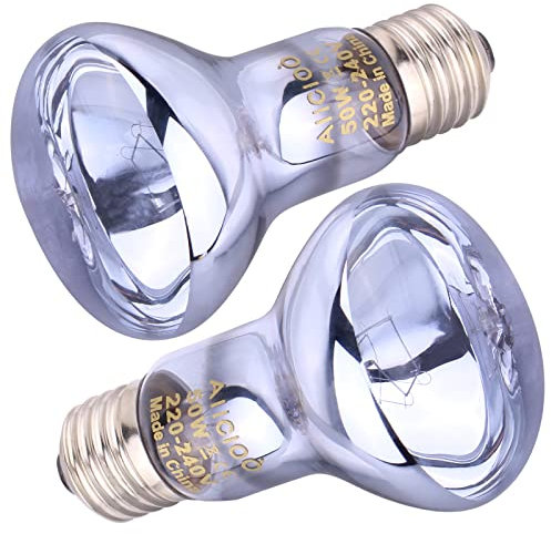 AIICIOO Tageslicht Glühbirne Wärmelampe natürliches Licht für Eidechsen Schildkröten Schlangen Drachen 50W 2er Pack