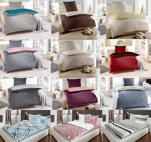 MB Warenhandel24 Bettwäsche 135x200 + 80x80 cm Winter Microfaser Flausch Fleece Thermofleece warm Cashmere Touch Teddy Coral Fleece 2 TLG teilig (Natur/Taupe, ca. 135x200 + 80x80 cm)