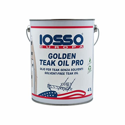 Iosso Europa Golden Teak Oil Pro Huile pour Teck sans solvant, 4 litres