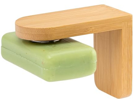 bremermann Magnet-Seifenhalter aus Bambus - frei hängende Seife durch Magnet - Montage durch Ankleben