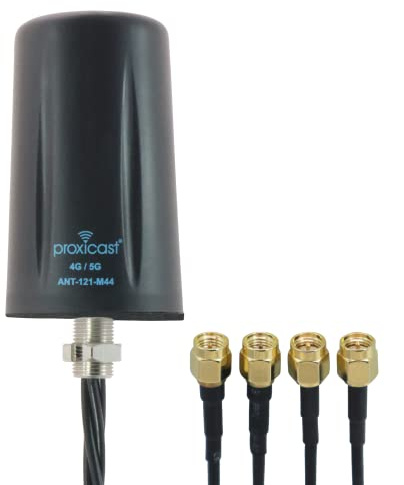 Proxicast Vandal Resistant 4x4 MIMO Low Profile 4G/5G Omni-Directional Screw Mount Antenna - 10 ft Coax Leads - for Cisco, Cradlepoint, Digi, Pepwave, Sierra Wireless and Others (ANT-121-M44)