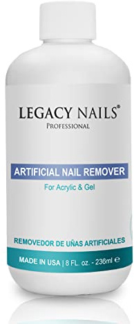 Legacy Nails Artificial Nail Remover 8 FL OZ / 236ml - Professional Nail Salon Formula – Removes Acrylic and Gel – Performs Gently and Quickly - Perfect for Nail Wraps or Soaking Trays
