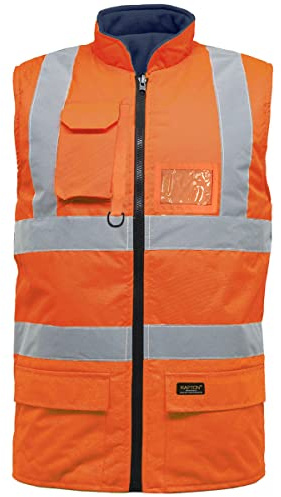 A & B TRADERS Hi Vis Reversible Fleece Gilet Reflective Saftey Security Work Jacket Protective Waistcoat Bodywarmer