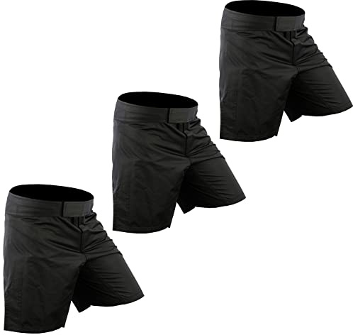 Roar 2,3 Pack MMA Grappling Kickboxing BJJ Shorts MMA Muay Thai Fight No Gi Workout Athletic Shorts (Pack of 3 (Black), Medium)