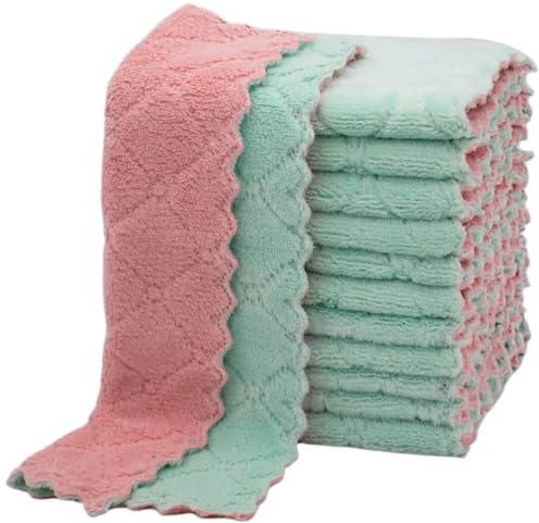 GUYANA Scrub Mommy Paño de Limpieza de Cocina Absorbente de Agua, paño de Limpieza de Aceite Antiadherente, Almohadilla de Lavado, Uso doméstico Bayetas (Color : Style A-25x15cm, Size : 10 PCS)