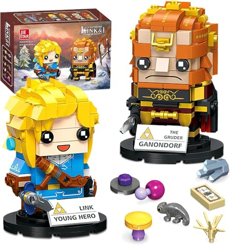 QLT BOTW Link Klemmbausteine Bausteinen, Link Action Figures Holding Master Sword and Ganondorf,Spielefans Geschenk für Erwachsene und Jungen ab 6-16+(475PCS)
