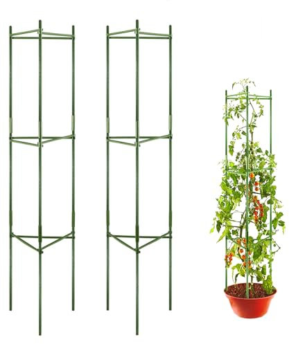 Tomaten Rankhilfe 120 cm, Rankhilfen für Kletterpflanzen, Obelisk Rankhilfe Pflanzenstütze, Pfingstrose Erbse Tomate Gurken Rankhilfe Pflanzenspalier Pflanzenstütze (2 Stück)