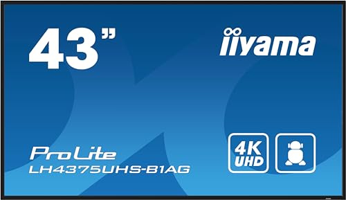 iiyama Prolite LH4375UHS-B1AG 108cm 42,5 Digital Signage Display IPS LED Panel 4K UHD HDMI DP in/Out USB2.0 RS-232c RJ45 Mediaplayer Android-OS WiFi SDM-S Micro-SD 24/7 schwarz