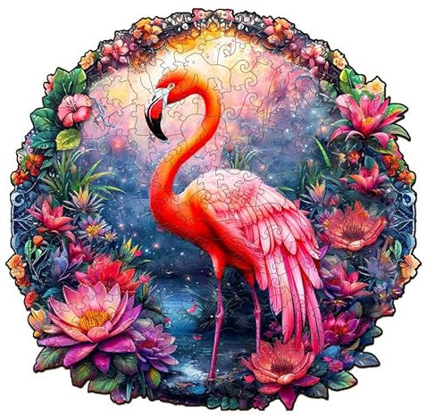 Jigfoxy Holzpuzzle Erwachsene, Flamingo Puzzle Erwachsen, Wooden Puzzle Holz Puzzle Erwachsen Und Kinder, Einzigartiges Lernspielzeug in Tierform für Freunde der Familie L-34 * 32.8cm-260pcs