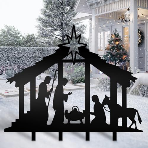 Cinnvoice 101,6 x 78,7 cm große Weihnachts-Metall-Hofpfähle, Weihnachtsgartenpfähle, wasserdicht, Weihnachtsdekoration für den Außenbereich, Dekoration für Weihnachten, Urlaub, Rasen