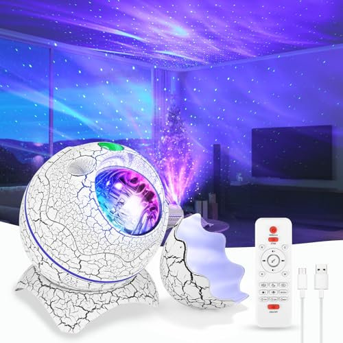 Galaxy Projector Dinosaur Egg, Starry Sky Projector Aurora Night Light Light with Bluetooth Speaker, White Noise, Timer for Bedroom Decor Year of The Dragon Gifts for Children Adults