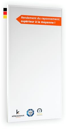 Könighaus Calefacción de Infrarrojos - 300 Vatios - Certificado ✓ Doble Protección contra Sobrecalentamiento ✓ se Calienta en 2-4 Minutos ✓ Montaje en Pared