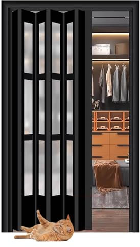 falttüren / schiebetüren Faltbare Akkordeontür für den Innenbereich – Höhe 80 cm, faltbar, über der Tür versenkbar, mit Acrylglas – Mehrfach-Schiebetür inklusive Montagezubehör, leicht zu öffnen und z