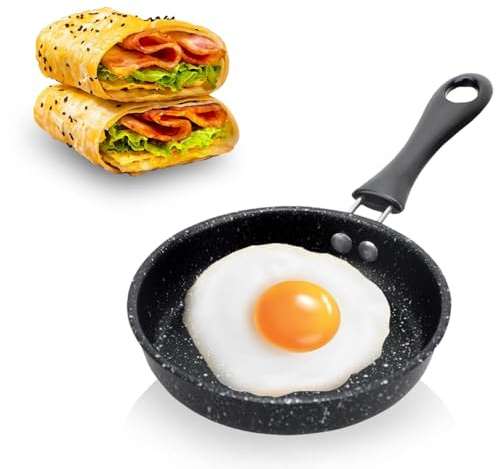 HDKAJL Padella Induzione Piccola 16cm, Mini Padella Antiaderente, Pancake, Prosciutto e Bistecche, Ideale per Colazione, Cucina da Campeggio e Viaggi Compatibile con Piano a Induzione, Gas e Forno